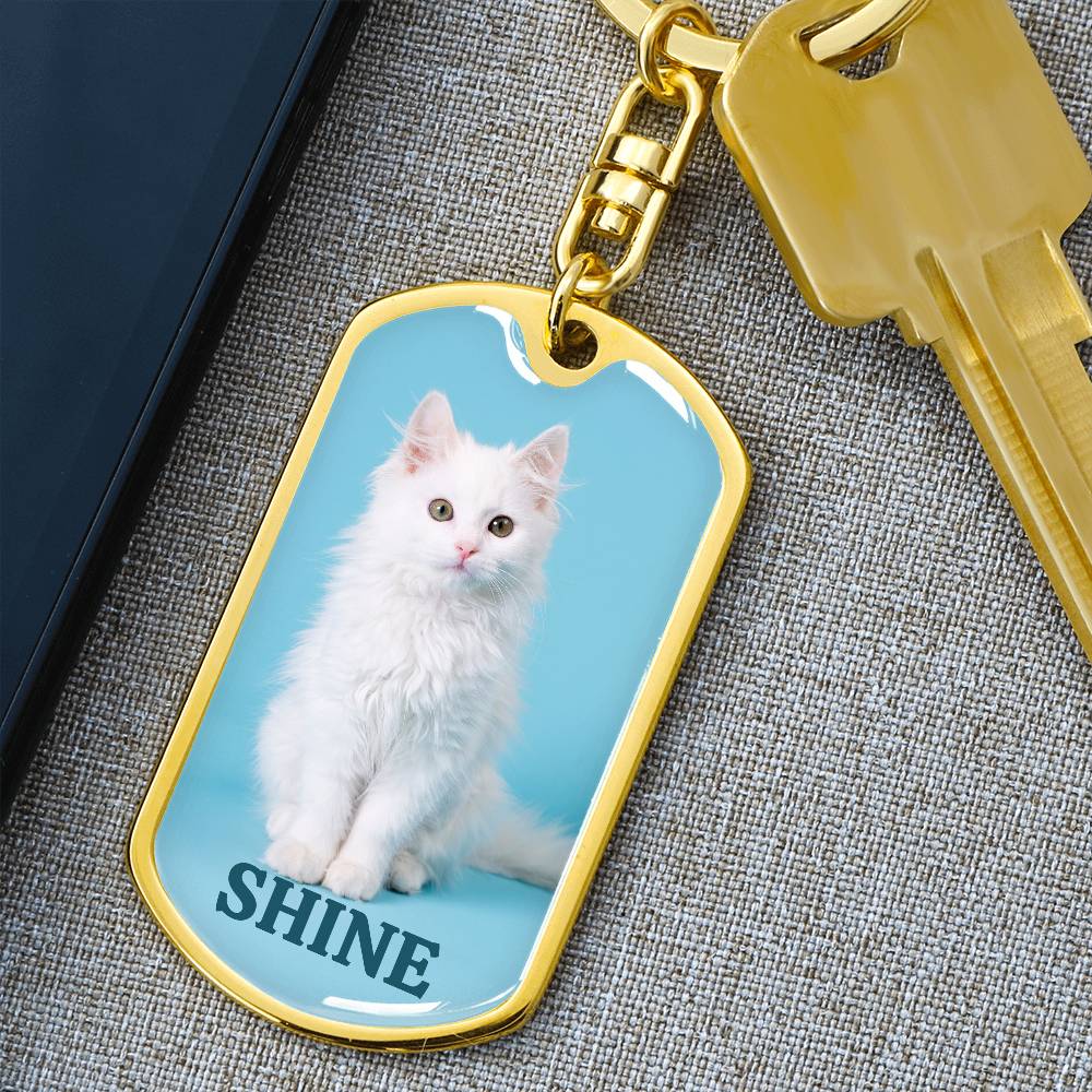“Shine” White Kitten Keychain