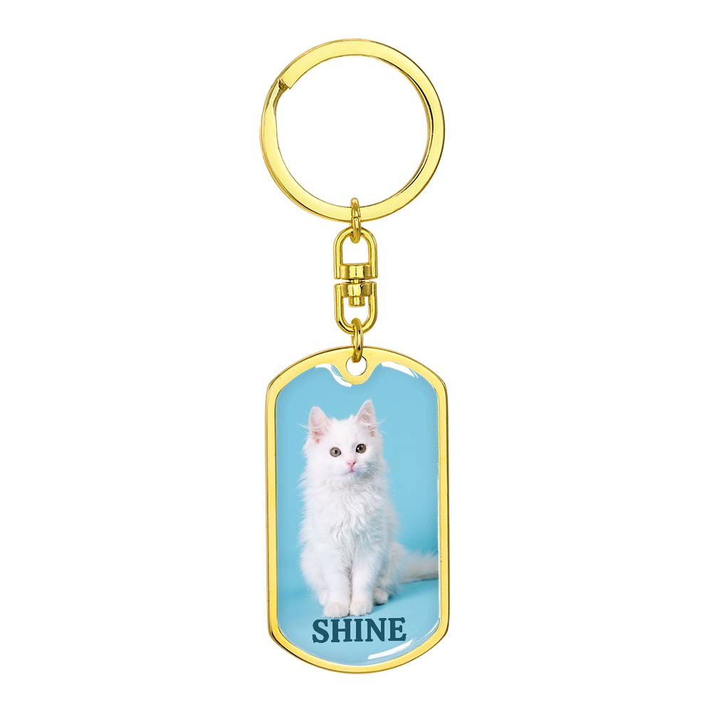 “Shine” White Kitten Keychain