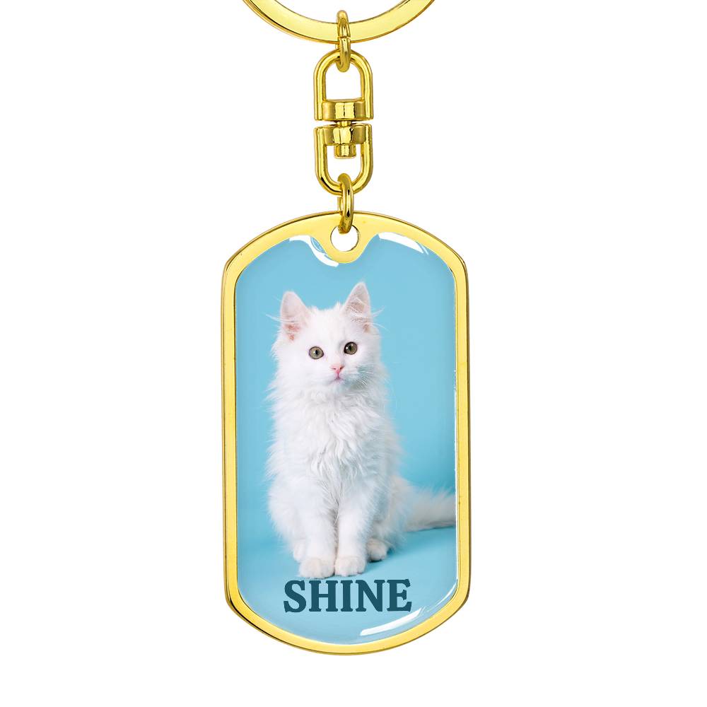 “Shine” White Kitten Keychain