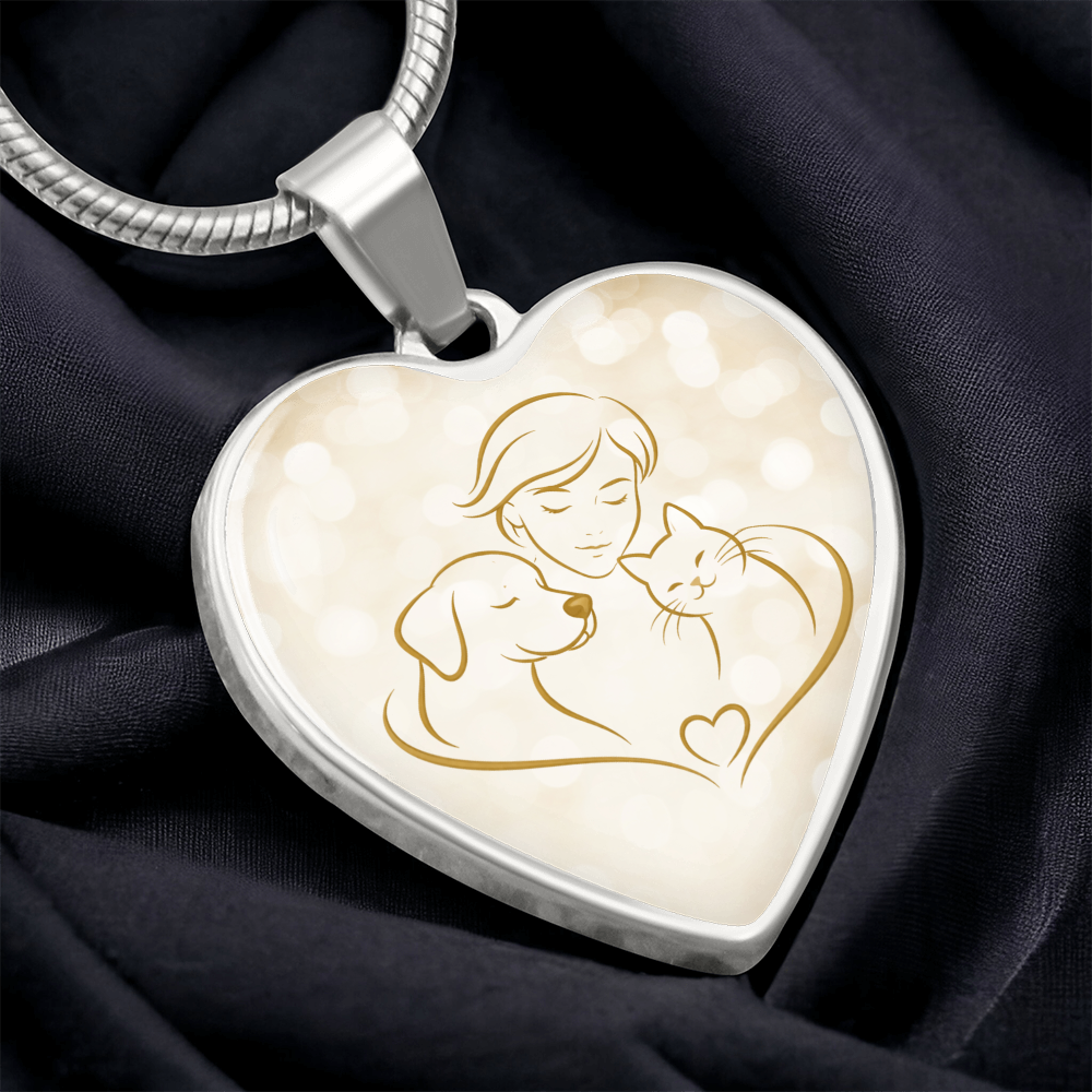 Pet Love Valentine Heart Necklace – Dog, Cat & Human Bond