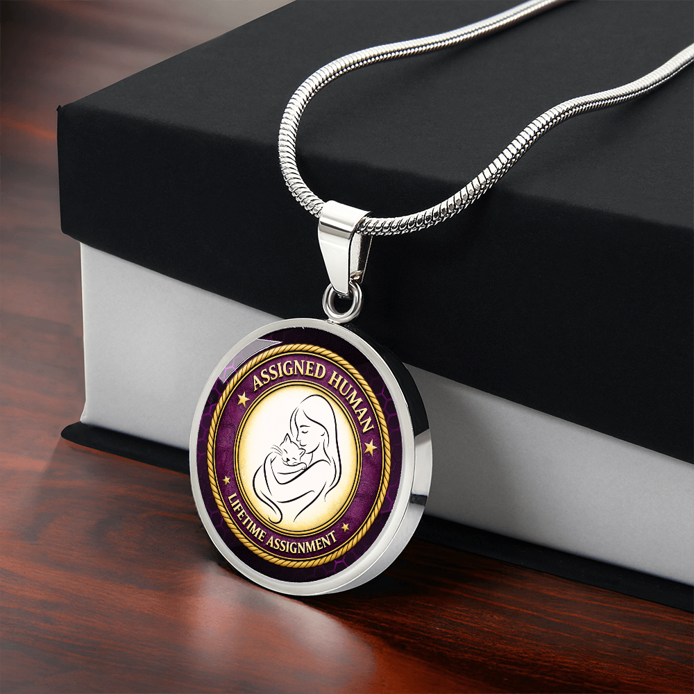 Assigned Human – Lifetime Assignment Necklace | Cat Lover Parody Pendant