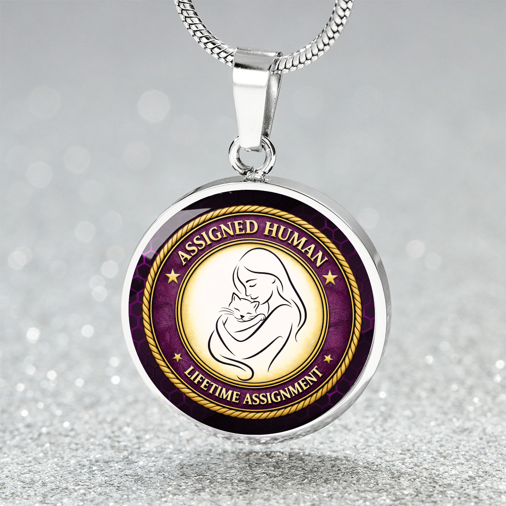 Assigned Human – Lifetime Assignment Necklace | Cat Lover Parody Pendant