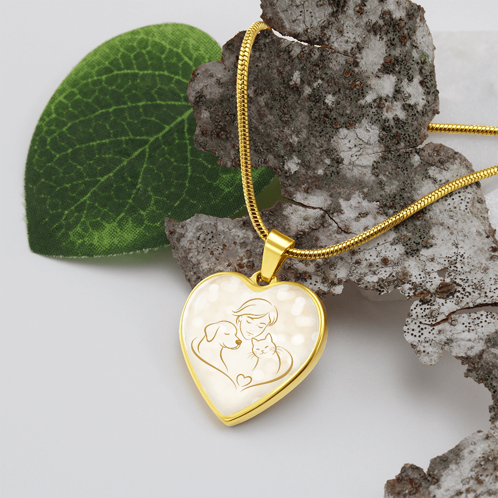 Pet Love Valentine Heart Necklace – Dog, Cat & Human Bond