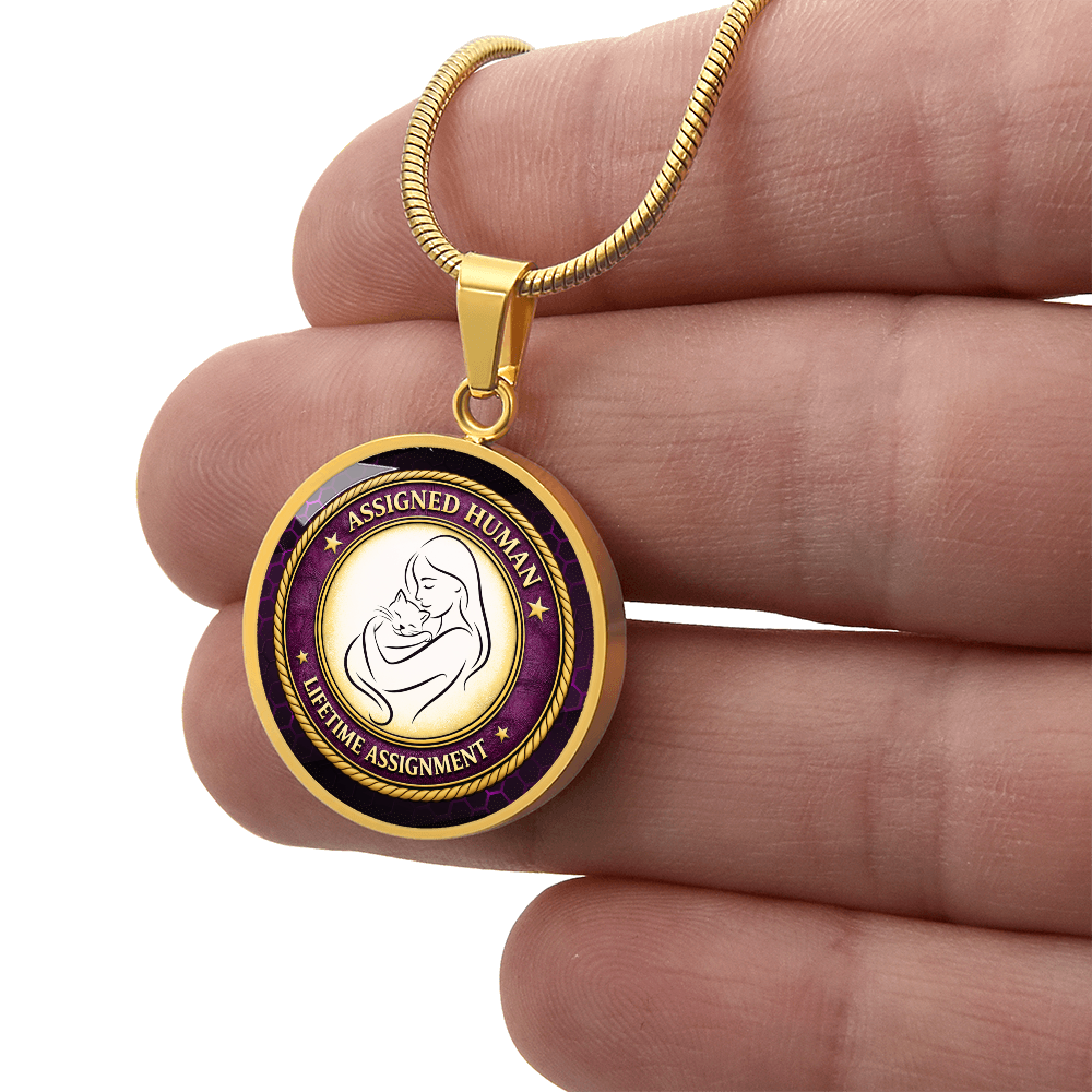 Assigned Human – Lifetime Assignment Necklace | Cat Lover Parody Pendant