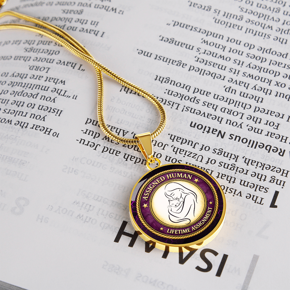 Assigned Human – Lifetime Assignment Necklace | Cat Lover Parody Pendant