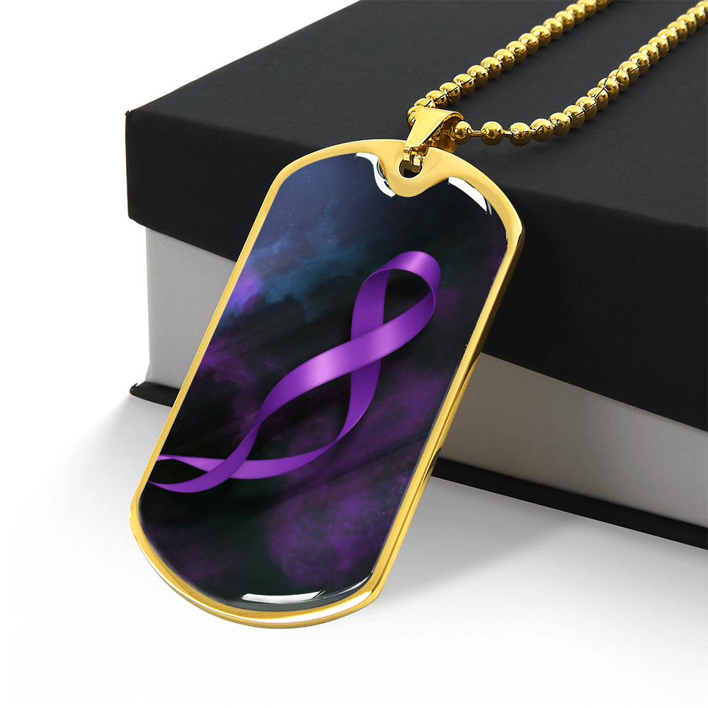 Epilepsy Awareness Dog Tag Necklace – Purple Ribbon Keepsake