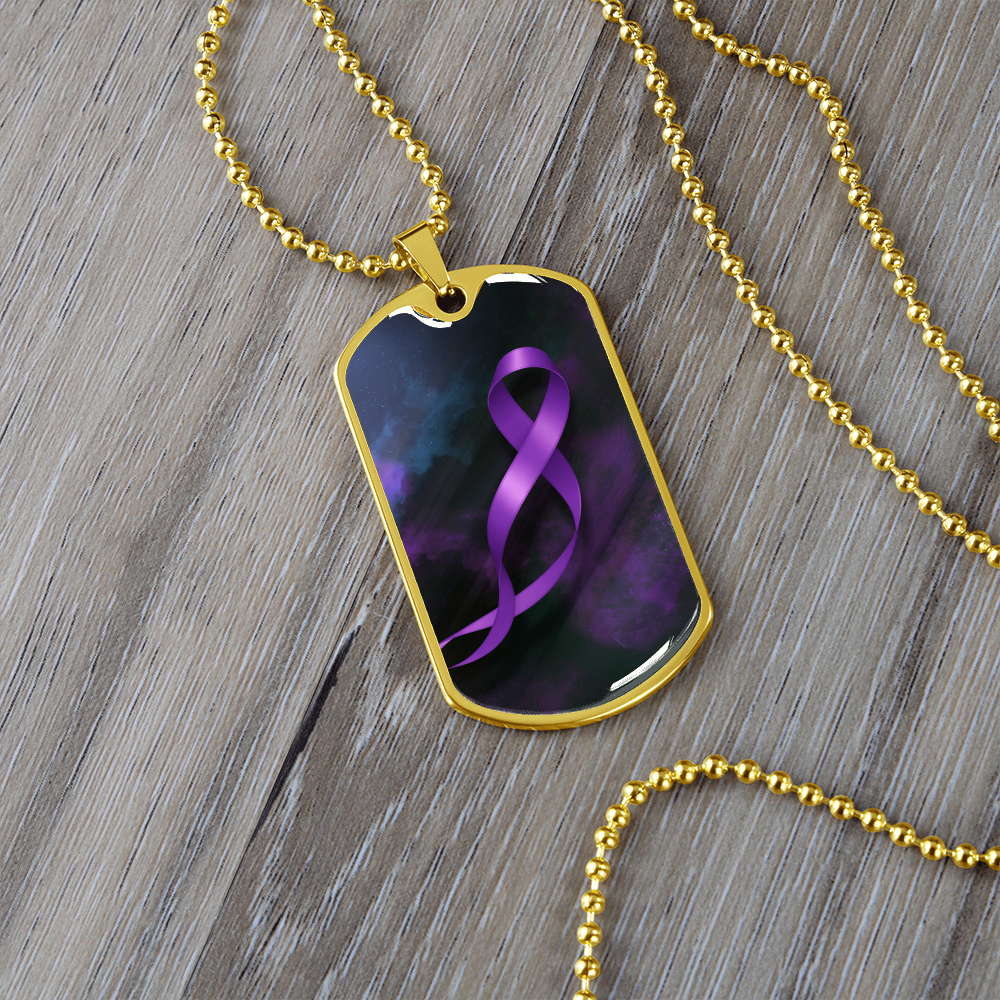 Epilepsy Awareness Dog Tag Necklace – Purple Ribbon Keepsake