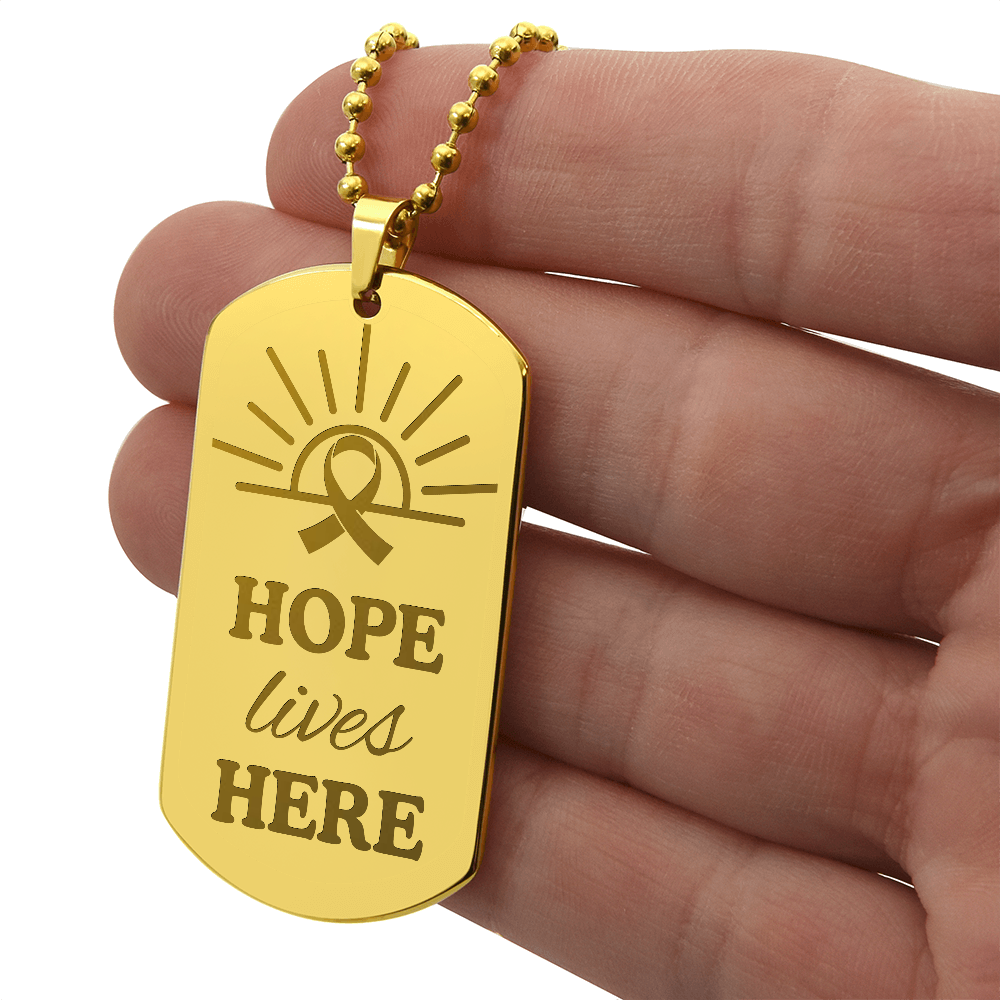 Hope Lives Here – Engraved Dog Tag Necklace