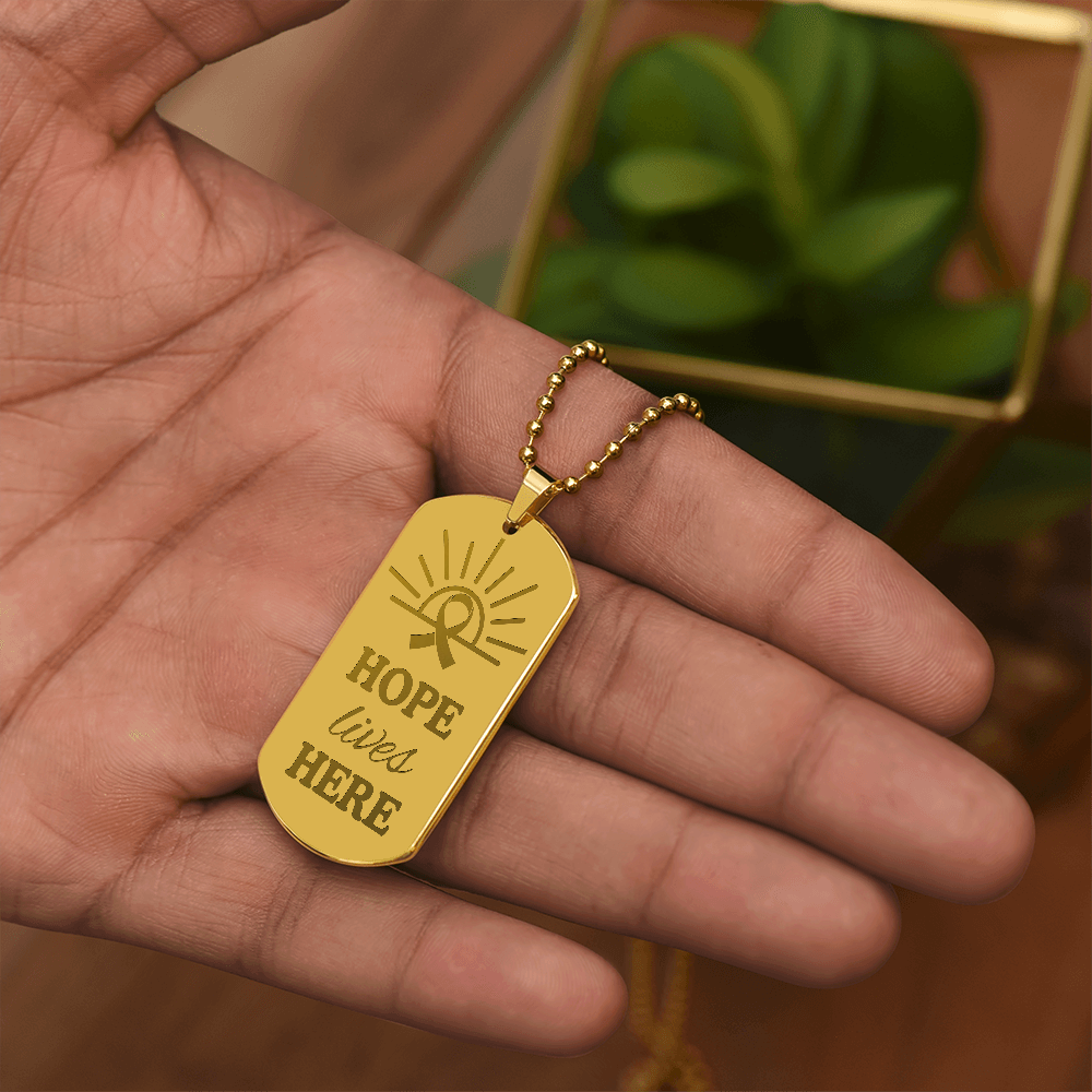 Hope Lives Here – Engraved Dog Tag Necklace