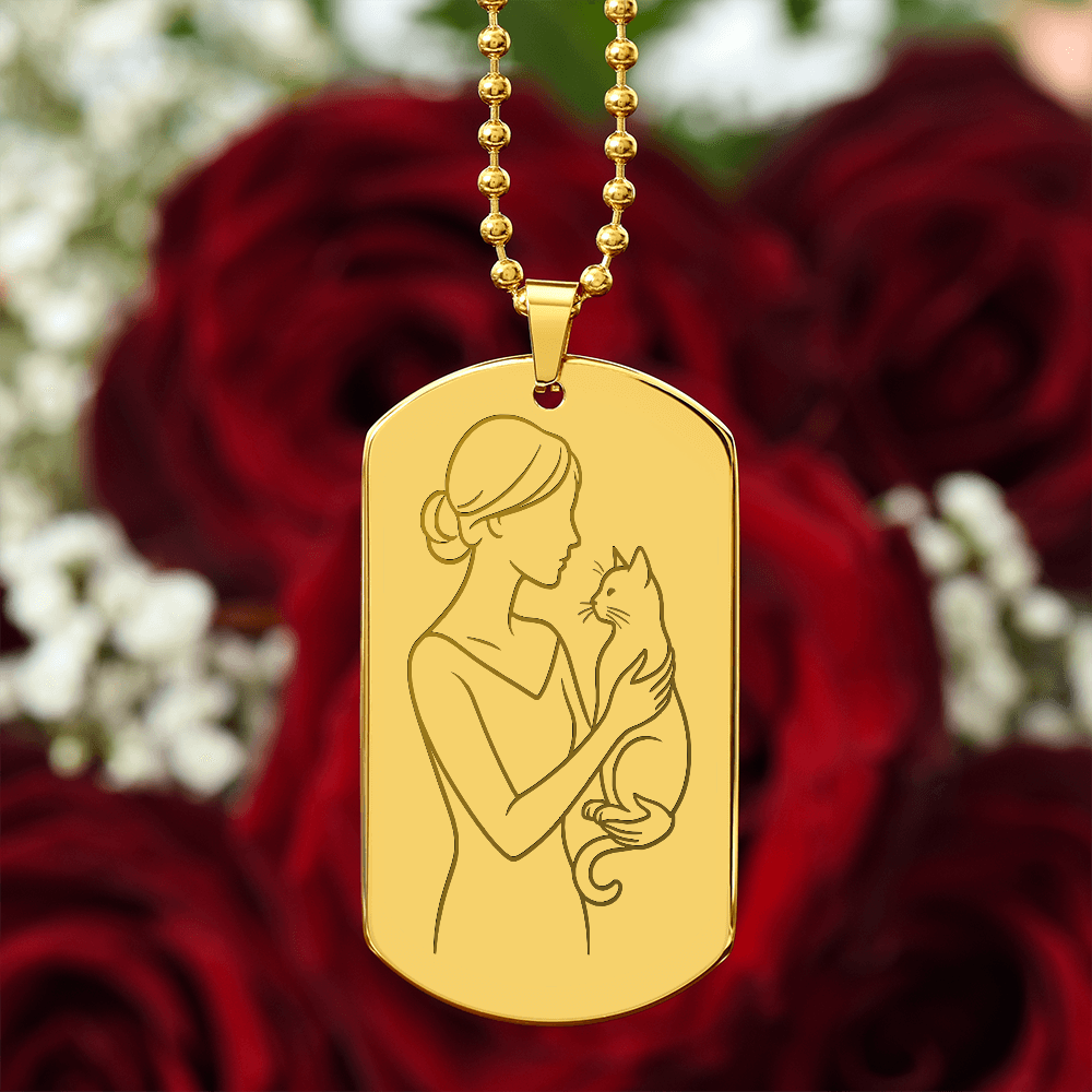 Cat Lady Couture – Engraved Dog Tag Necklace