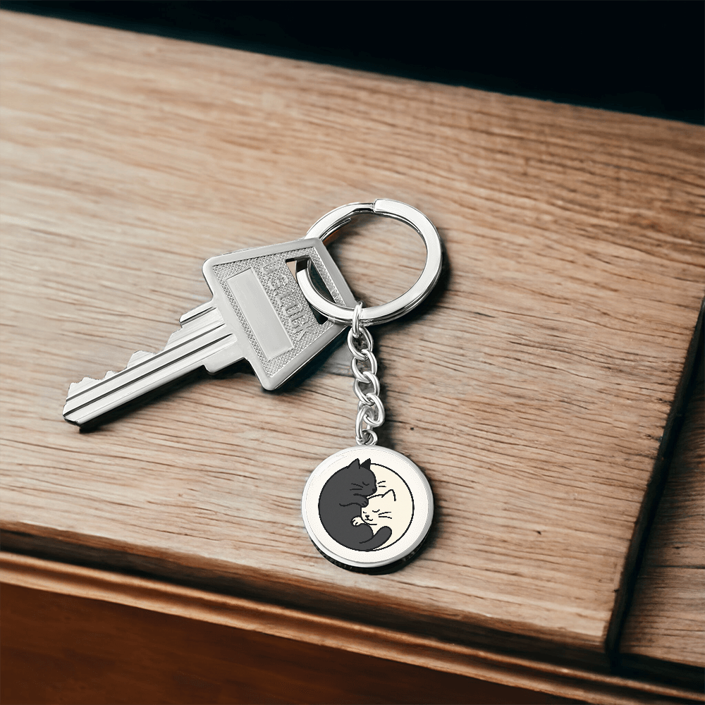 Yin Yang Cat Keychain
