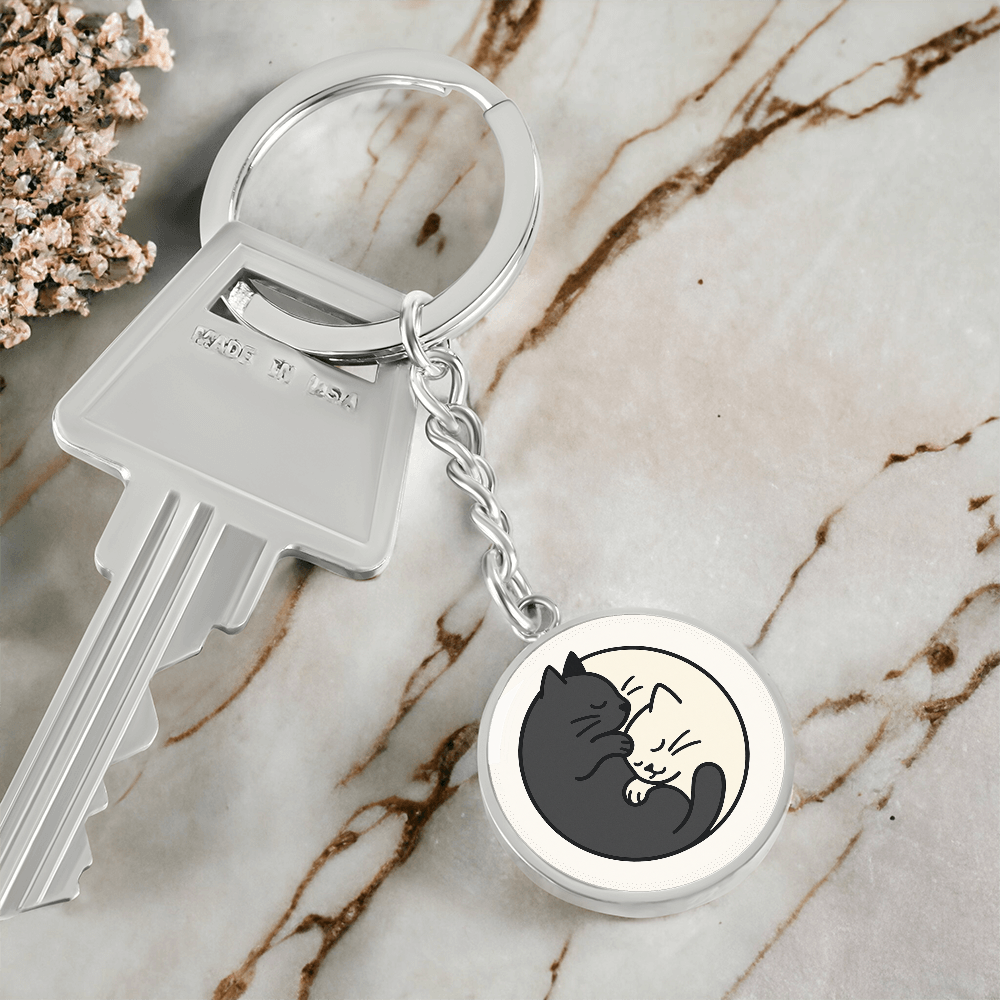 Yin Yang Cat Keychain