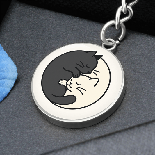 Yin Yang Cat Keychain