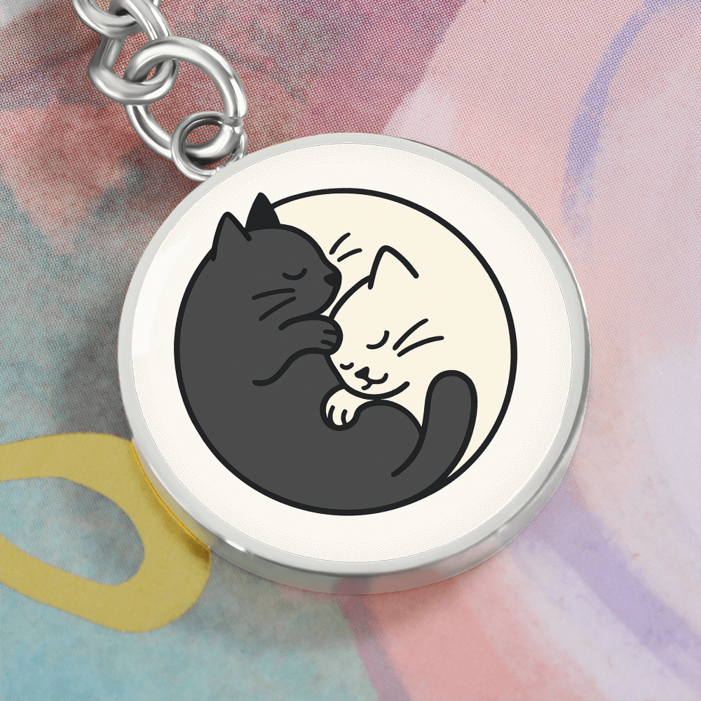 Yin Yang Cat Keychain