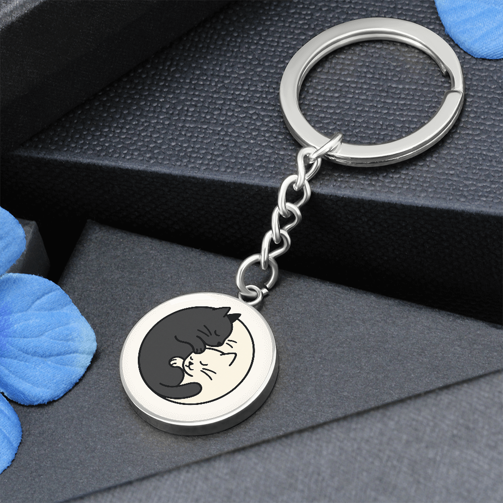 Yin Yang Cat Keychain
