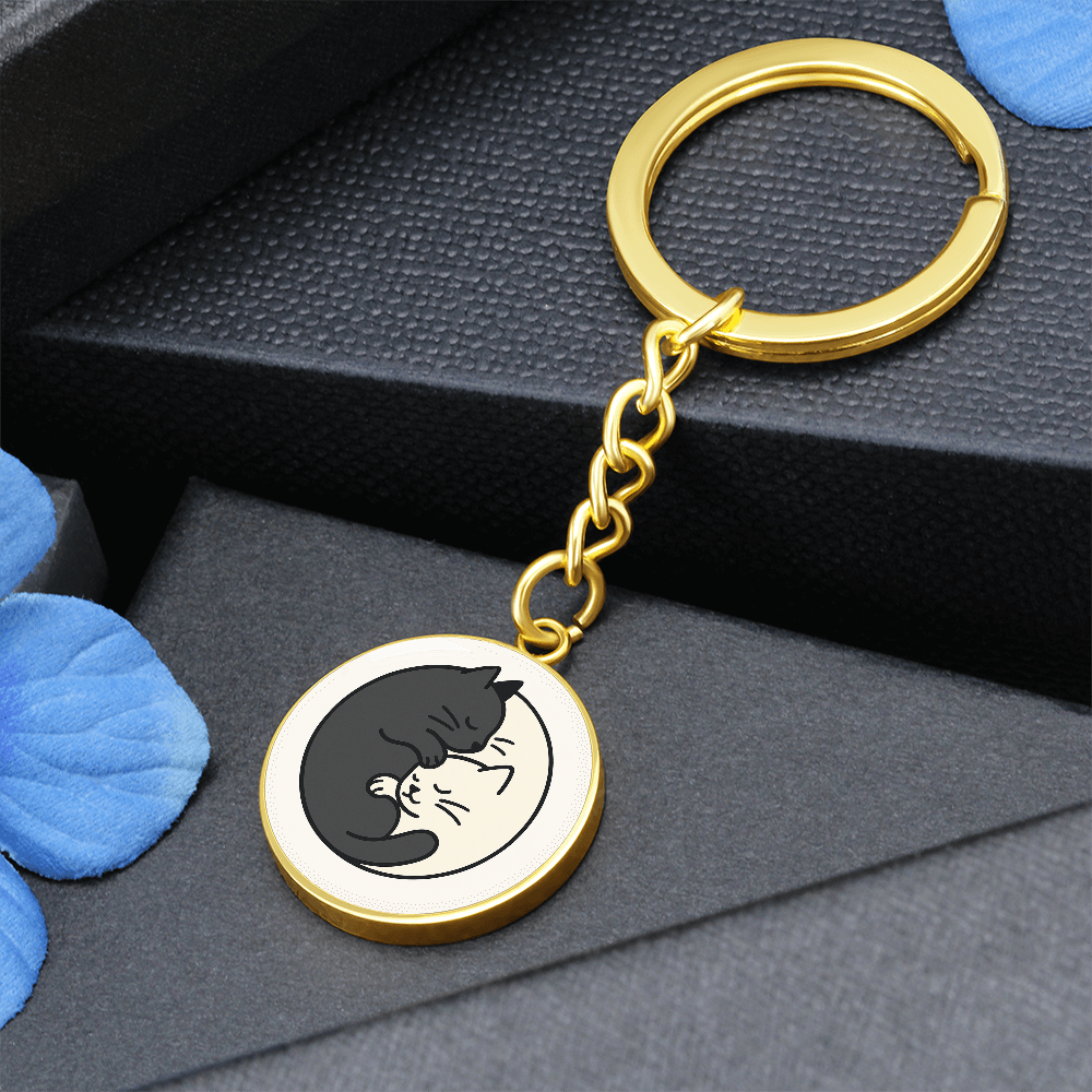 Yin Yang Cat Keychain