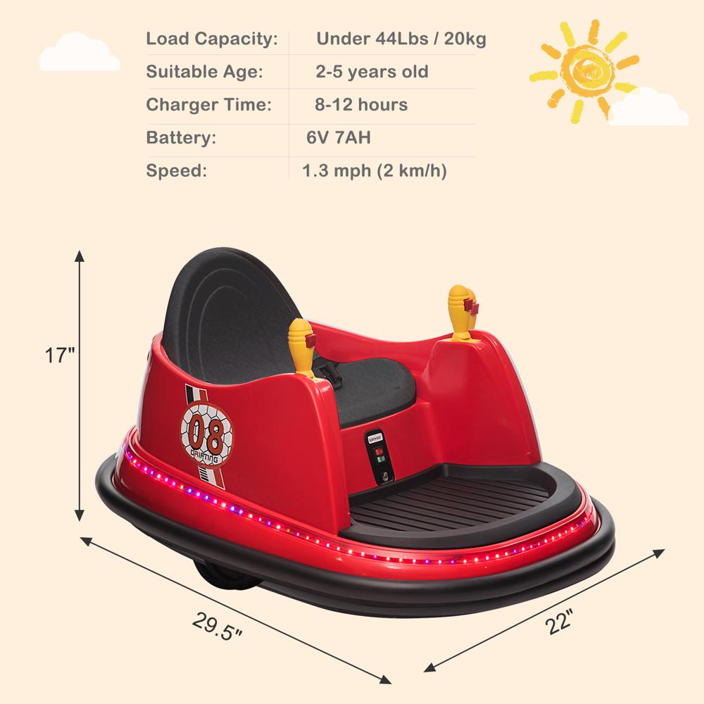ASTM-certified Electric 6V Ride On Bumper Car for Kids with Remote Control