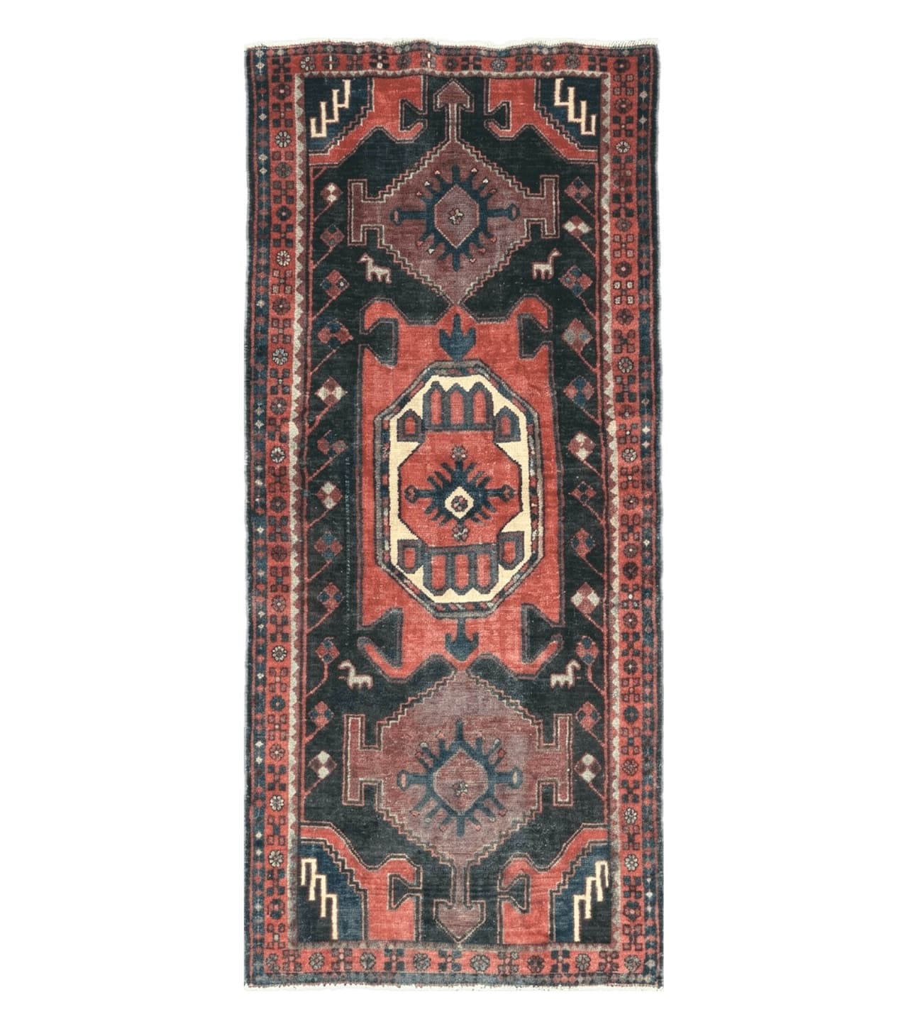 4' X 8' Antique Handmade India Geometric Oriental Tribal Wool Rug Red # 603