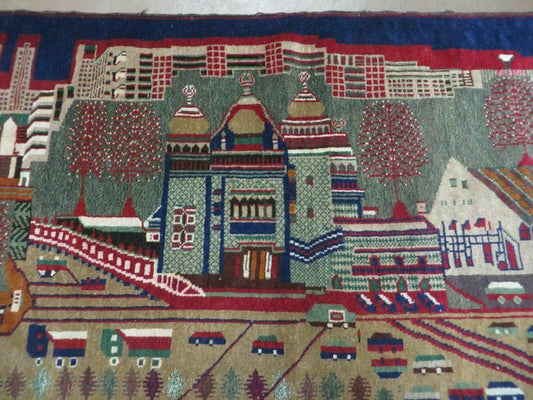 3' X 5' New Vintage Handmade Afghan Balouch Tribal Wool Pictorial Rug # 302