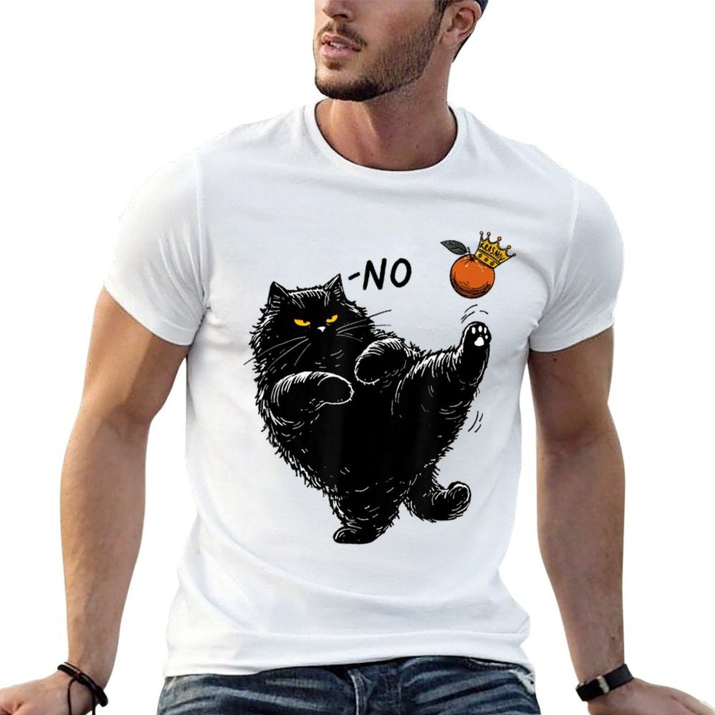 Funny Angry Black Cat Thats No Kings In America Kitty  Easy-care T-Shirt