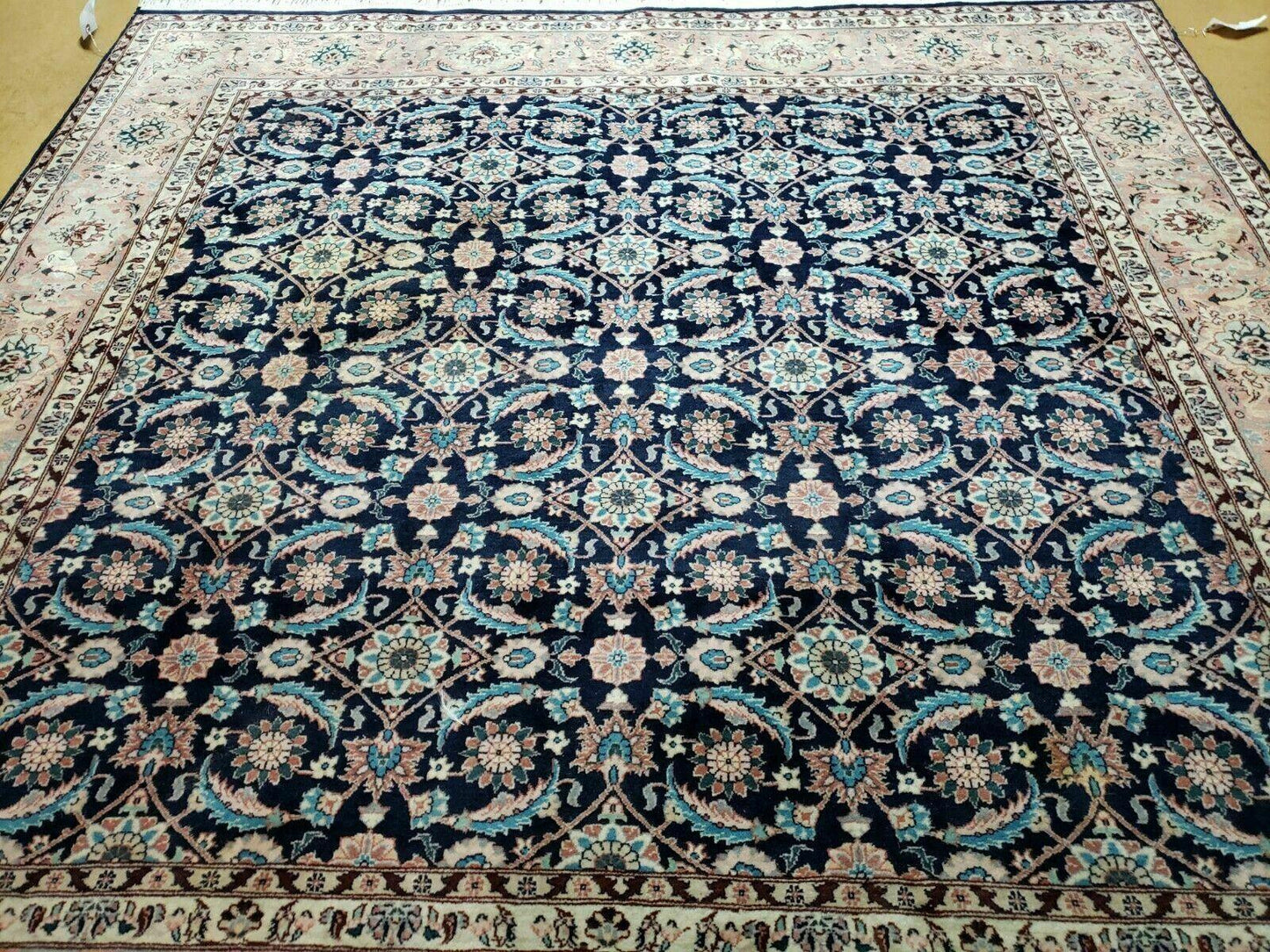 Square Indo Persian Rug 6x6, Hand Knotted, Wool, Allover Pattern