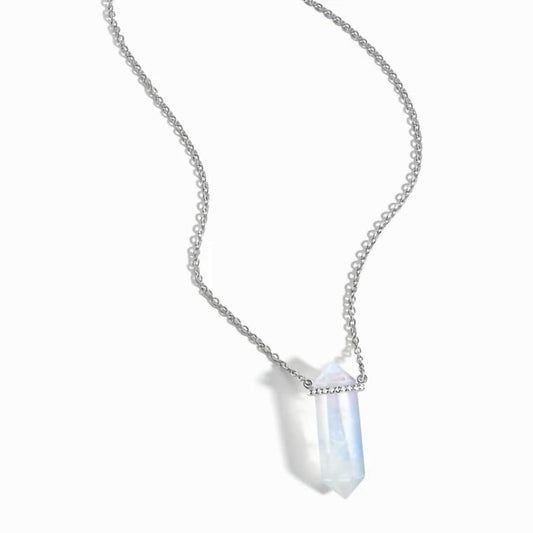 Sterling Hexagon Moonstone Crystal Pendant