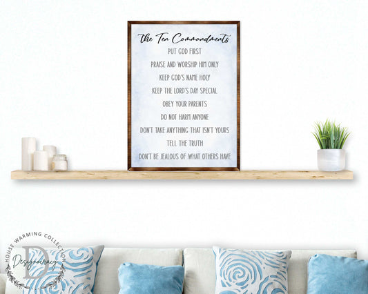 The Ten Commandments - Wooden Religious wall art - living room wall decor Christian wall art - Scripture sign - Bible Verse - Bible quotes - 310344
