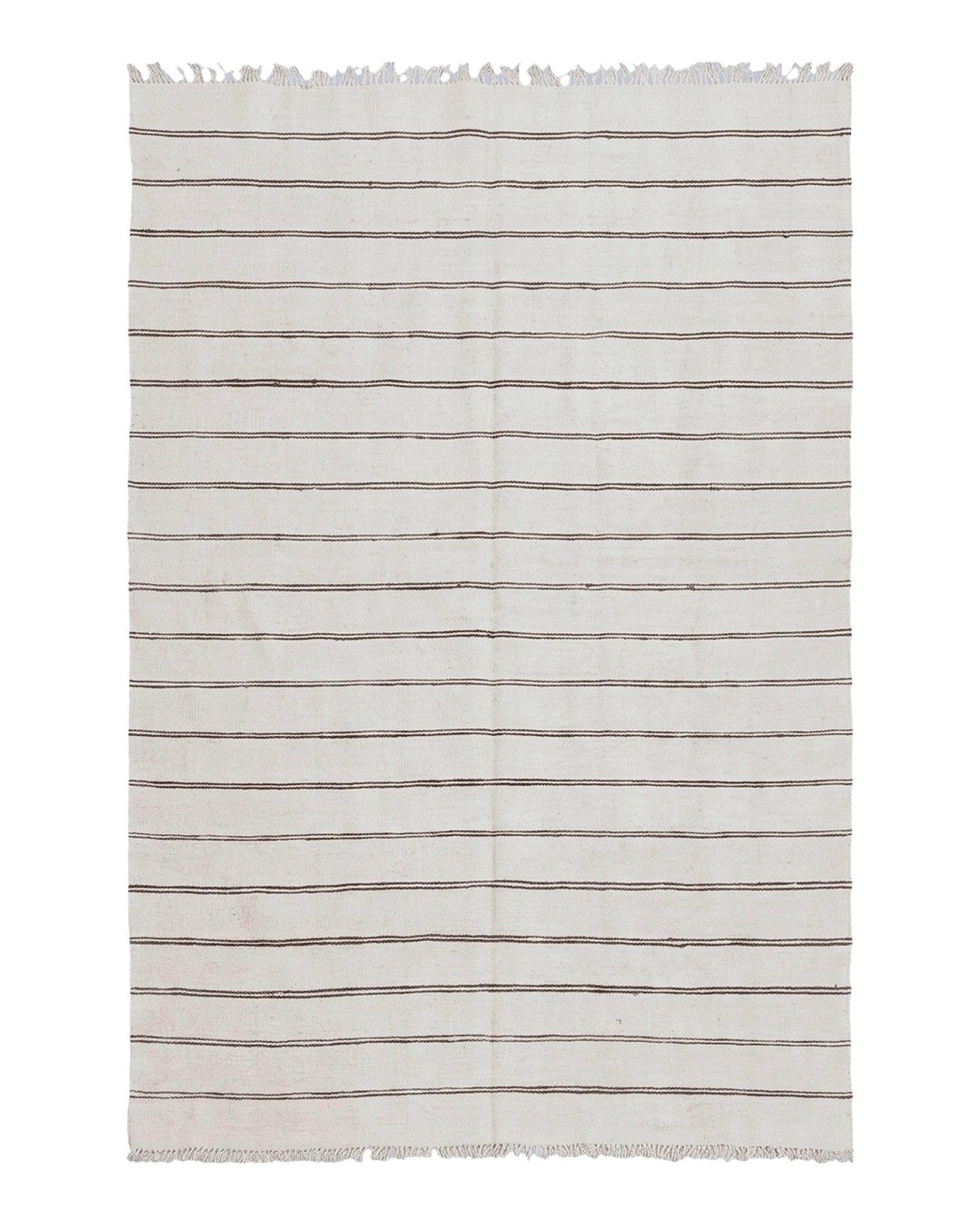 New Turkish Kilim Rug, Striped Area Rug, Southwestern Style, Off-white/Ivory Color, 5x8 Kilim Carpet, Hand-Knotted, Flatweave, Wool