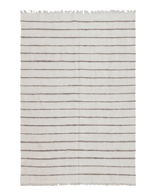 New Turkish Kilim Rug, Striped Area Rug, Southwestern Style, Off-white/Ivory Color, 5x8 Kilim Carpet, Hand-Knotted, Flatweave, Wool