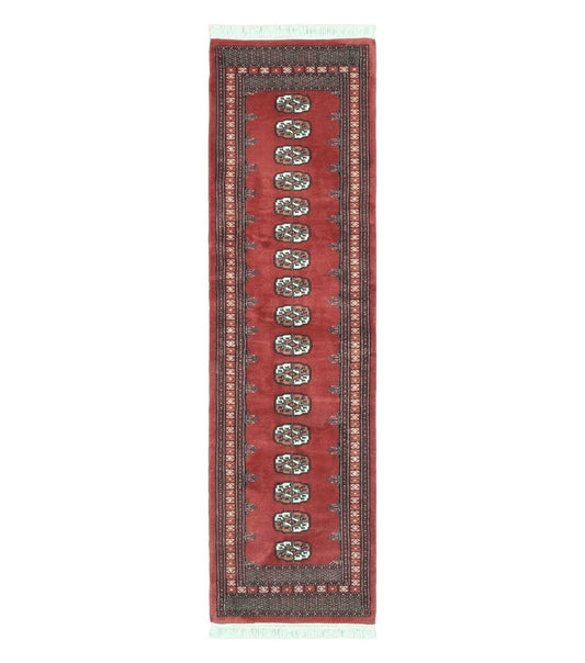 2' 8" X 10' Vintage Handmade Bokhara Turkoman Pakistani Wool Runner Rug Nice