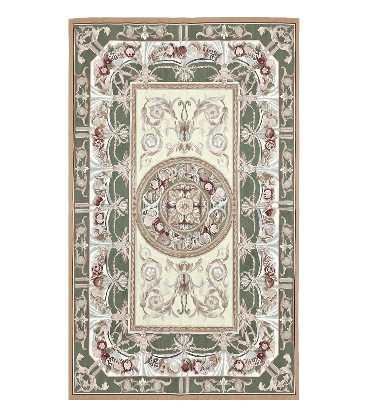Aubusson Rug 5x8, Wool Handmade Vintage Carpet, Angel Motifs, Flatweave Rug 5 x 8, Medium Sized, European Design
