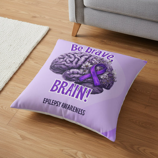 Be Brave Epilepsy Awareness Tufted Floor Pillow