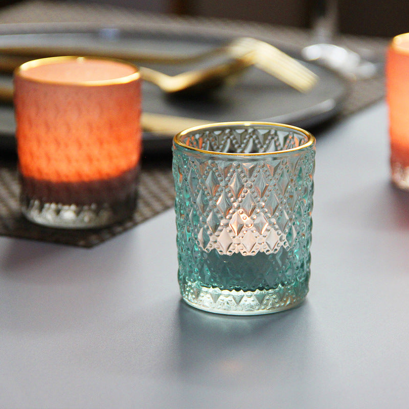 Relief Stained Glass Candle Holder Decoration Gift