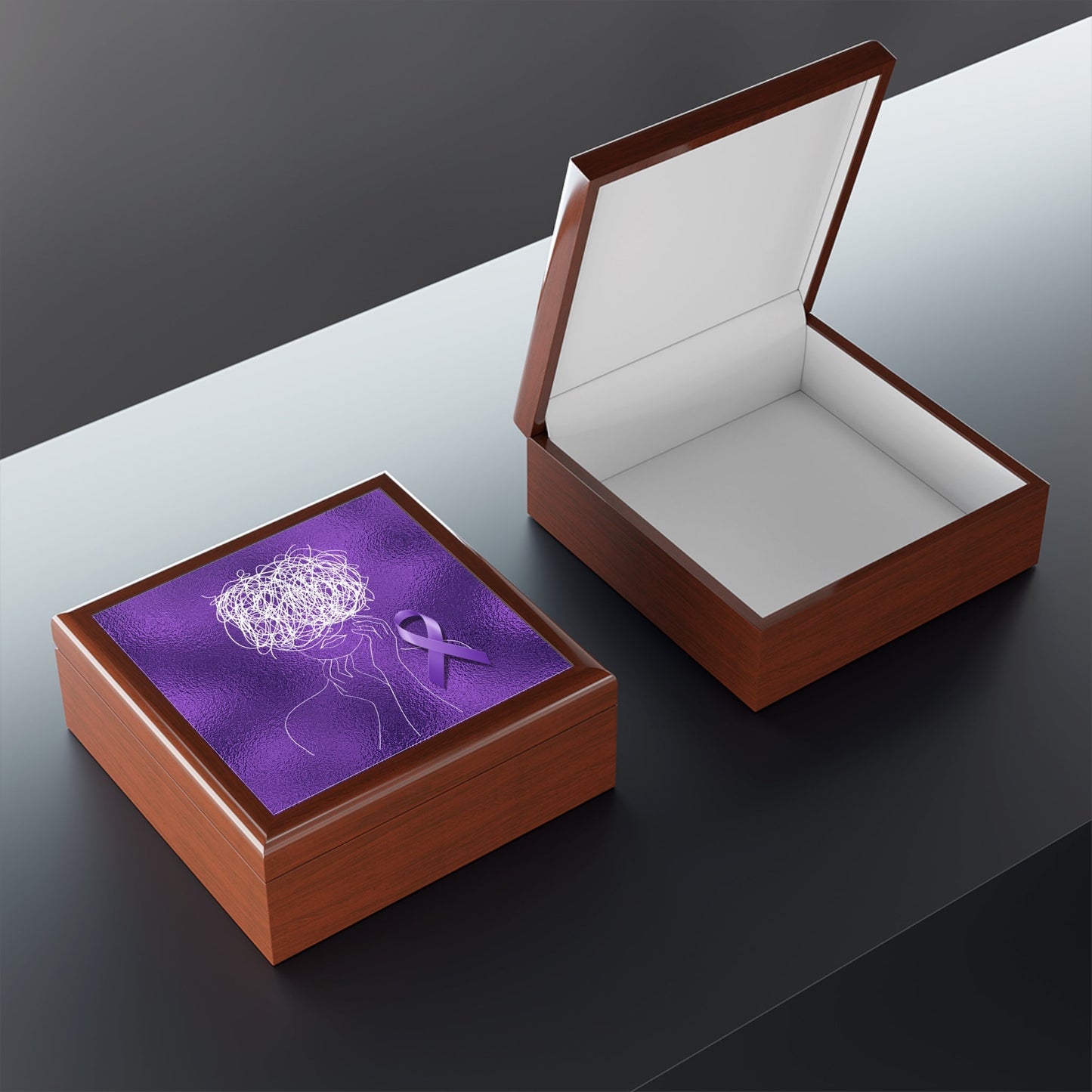 Purple Ribbon Awareness Keepsake Box