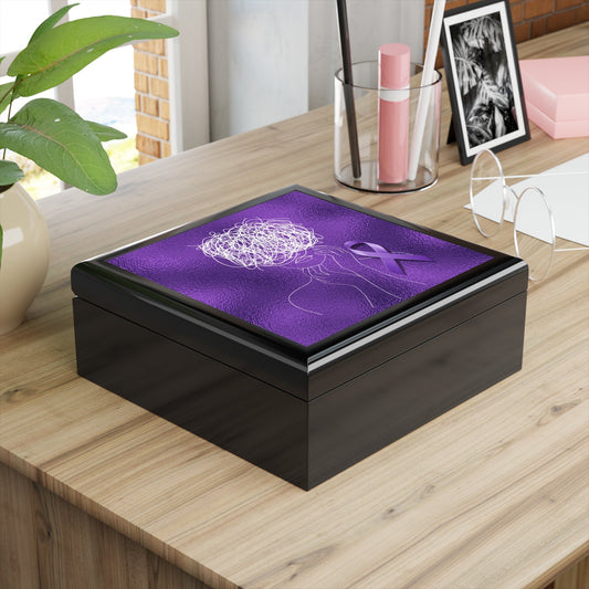 Purple Ribbon Awareness Keepsake Box
