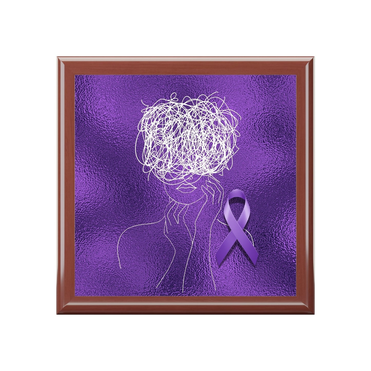 Purple Ribbon Awareness Keepsake Box
