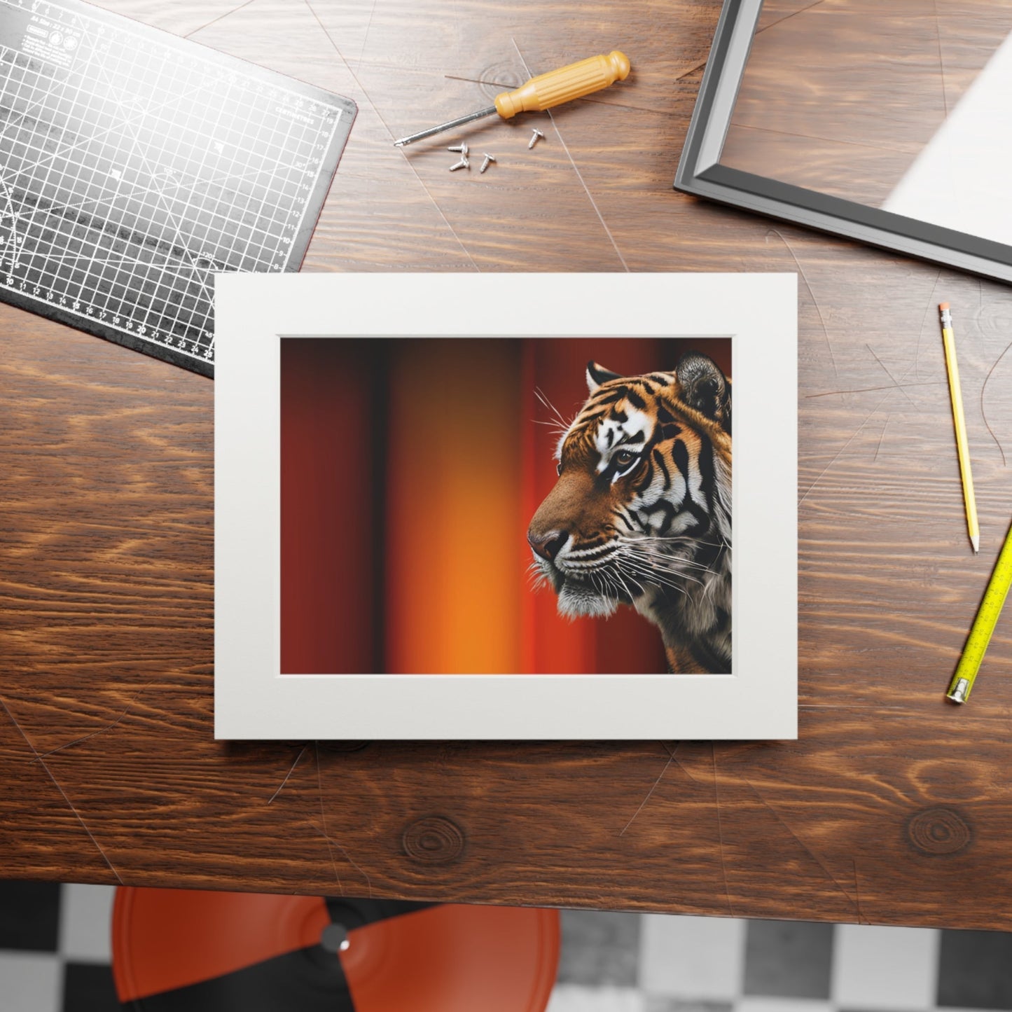 Beautiful Tiger Fine Art Print with Passepartout Frame