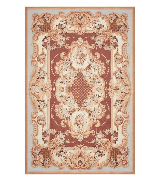 6' X 9' Vintage Handmade Chinese Needlepoint Wool Rug Flat Weave