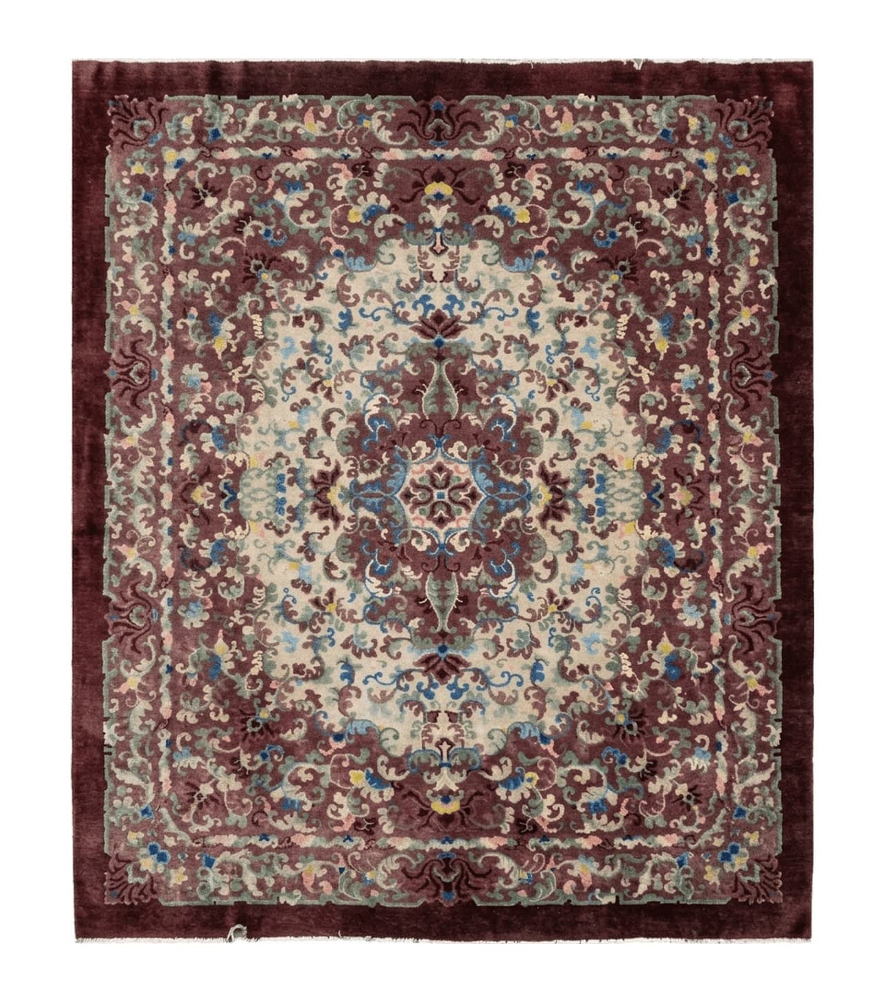 8' X 10' Vintage Handmade Chinese Art Deco Peking Nichols Wool Rug Flowers Nice
