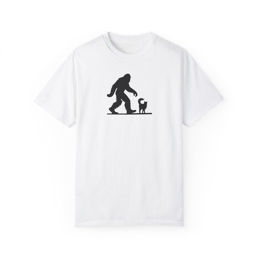 Bigfoot & Cat Unisex Garment-Dyed T-Shirt - Fun Casual Wear