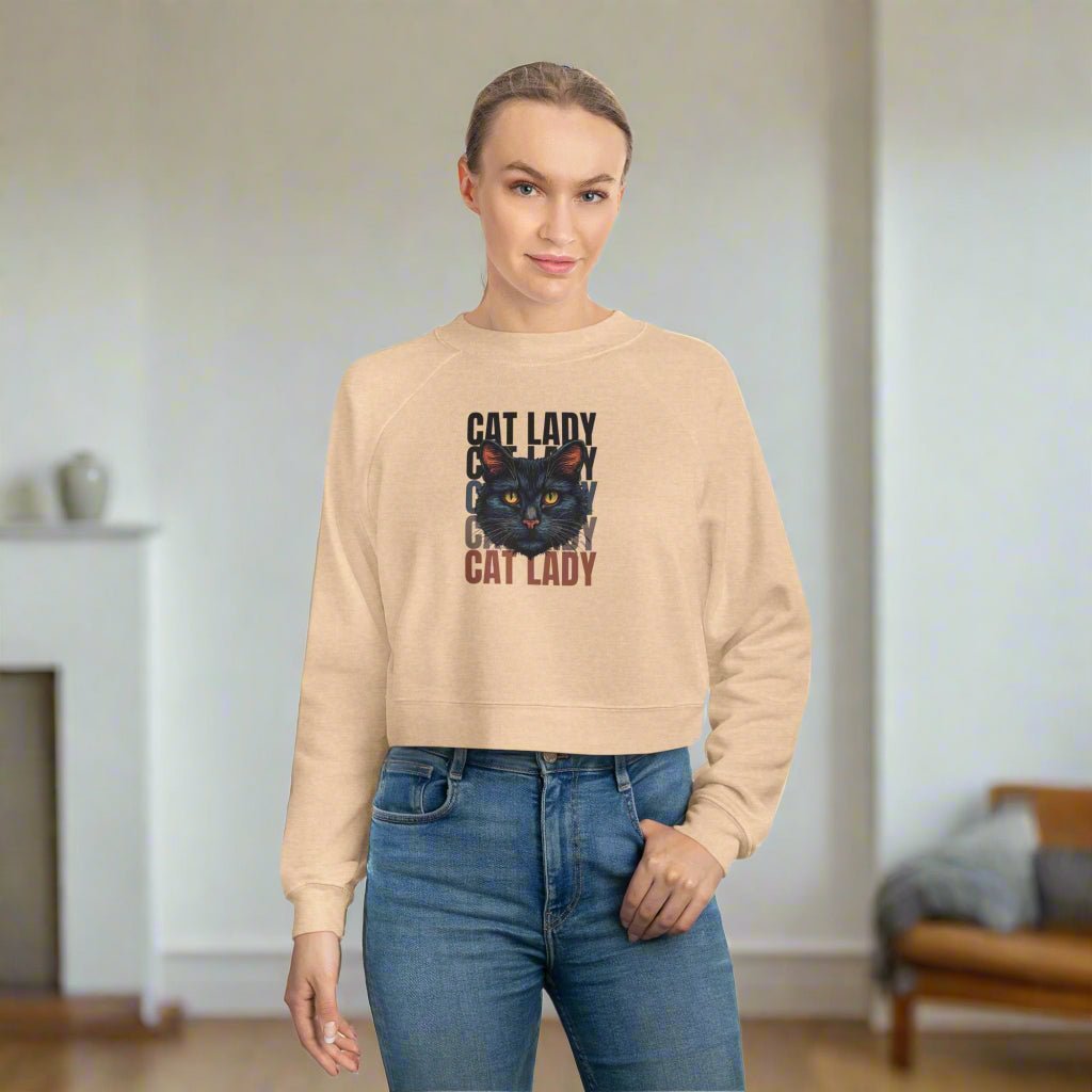 Black Cat Lady Cropped Pullover