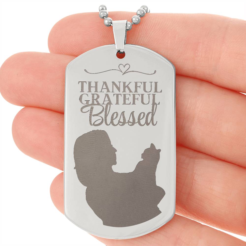 Blessed Cat Lady Engraved Dog Tag Necklace