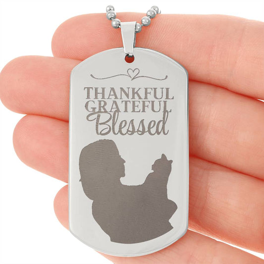 Blessed Cat Lady Engraved Dog Tag Necklace