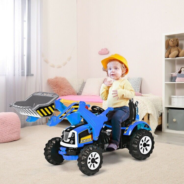 Blue 12V Battery-Powered Children's Dumper Truck for Endless Playtime Fun