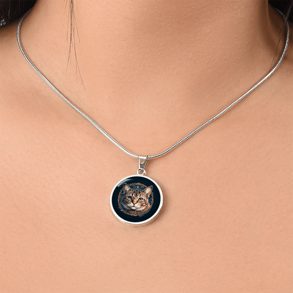 Blue Eyed Kitty Small Pendant Necklace