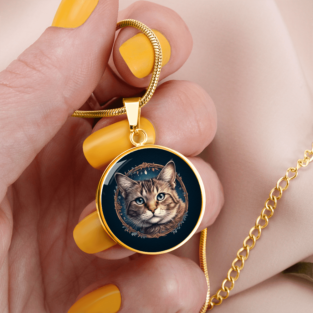 Blue Eyed Kitty Small Pendant Necklace