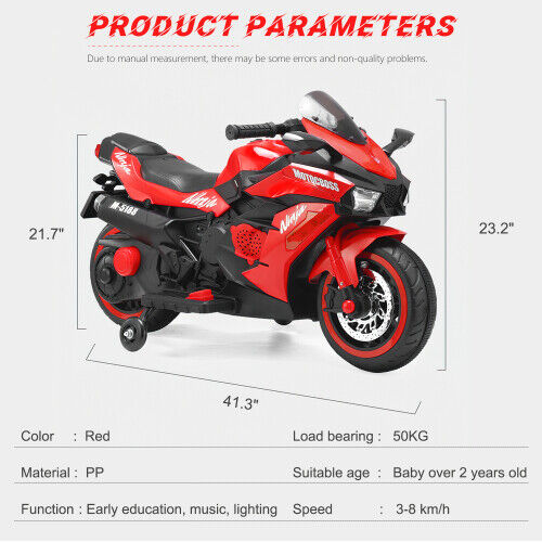Bluetooth Music Ride-On Motorcycle for Kids - 12V Power Wheels