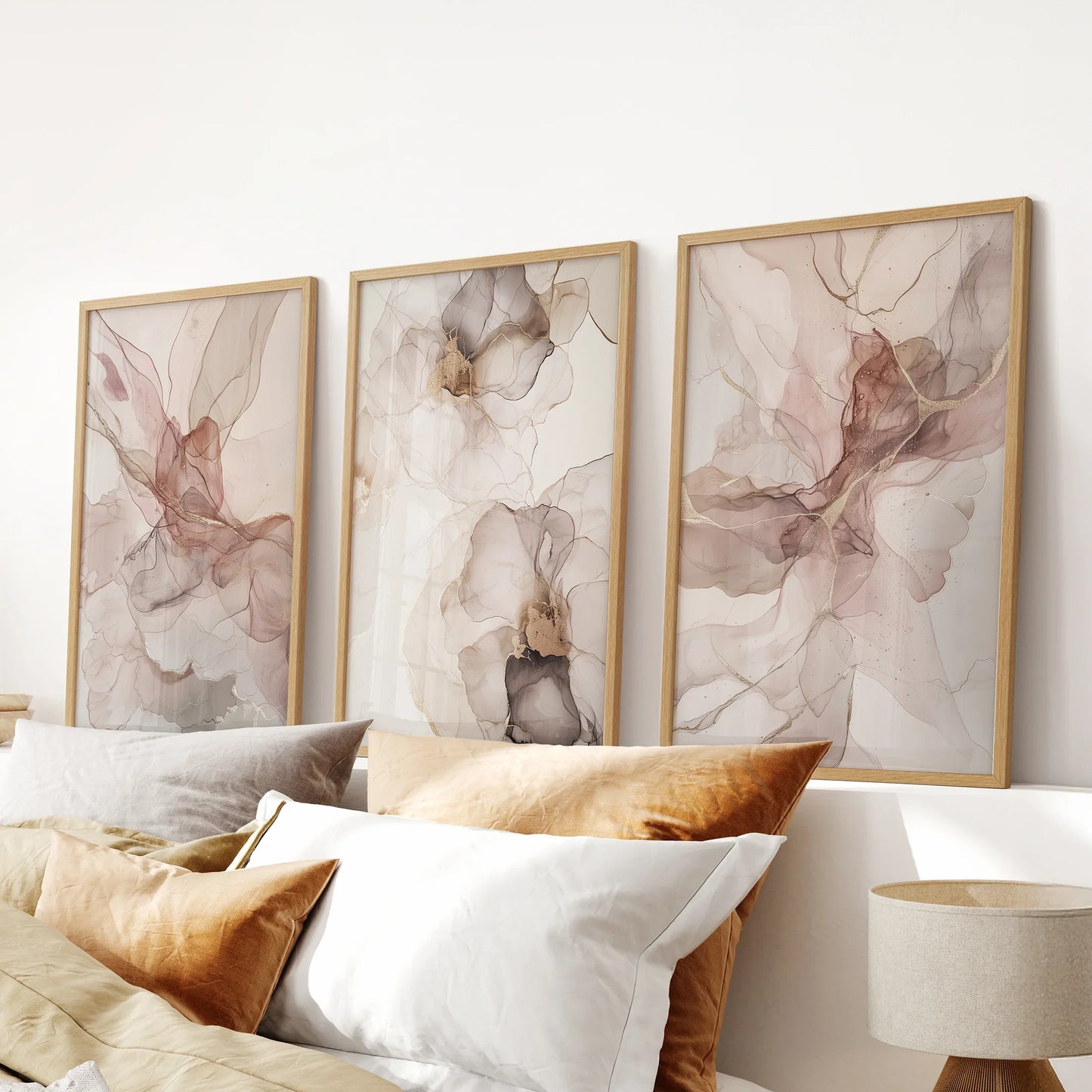 Neutral Watercolor Wall Art. Modern Minimalist Abstract Triptych