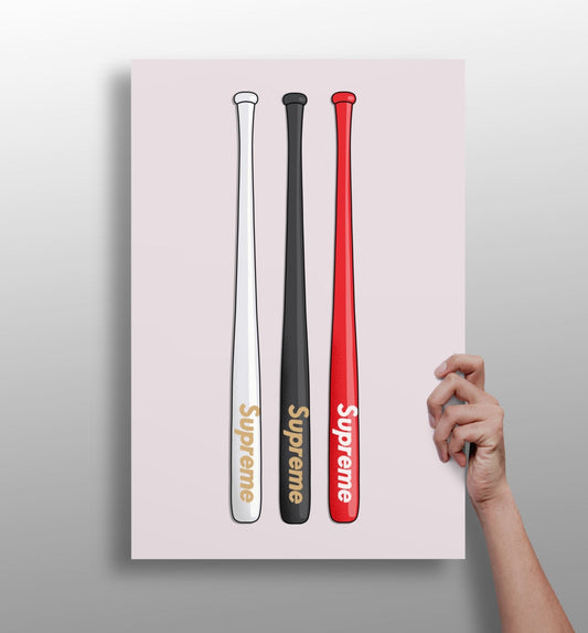 Aluminum Printed Baseball Bats Wall Art - Modern 16x11 Inch Decorative Panel