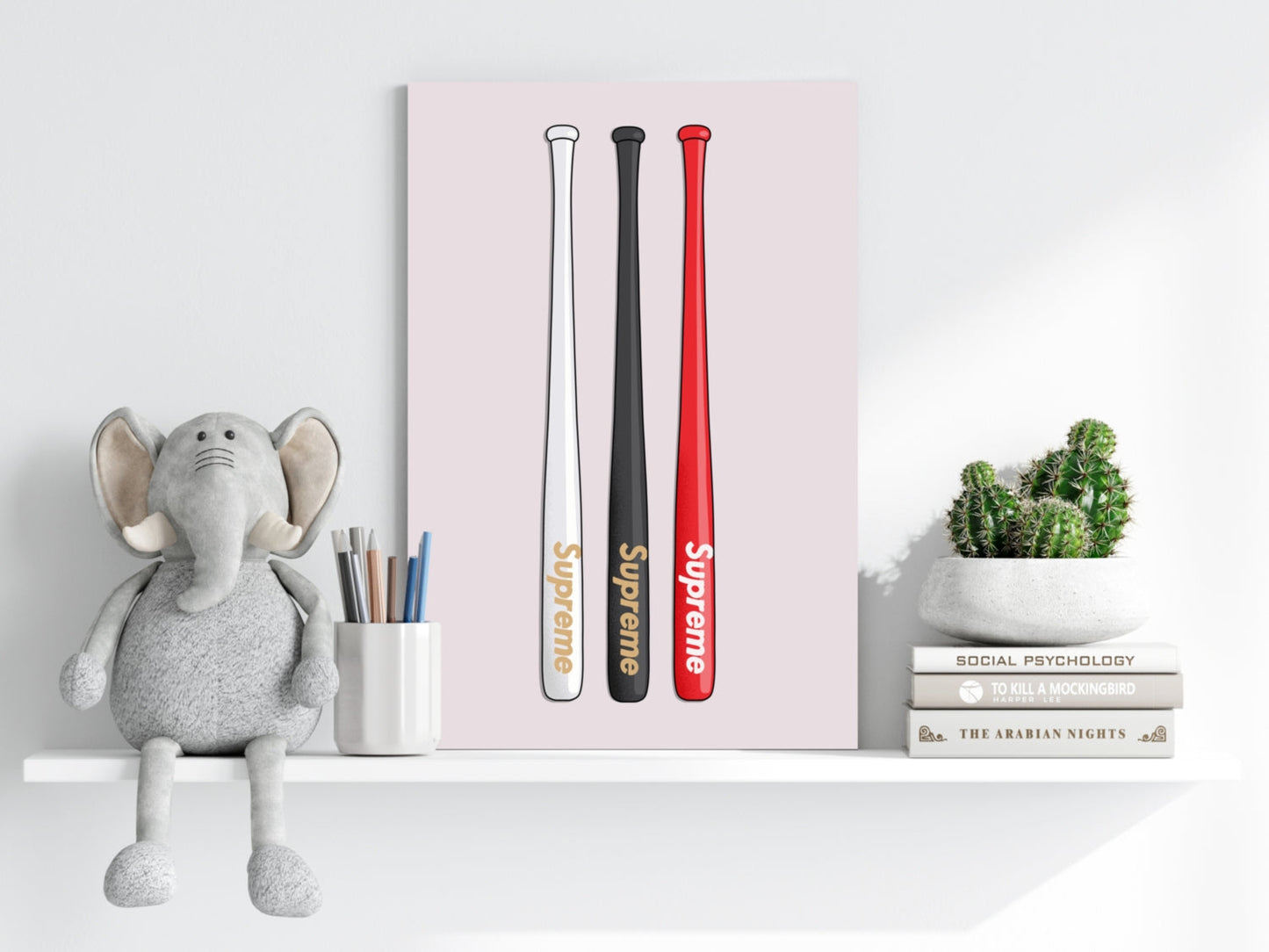 Aluminum Printed Baseball Bats Wall Art - Modern 16x11 Inch Decorative Panel